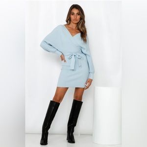 Hello Molly Stylish Weekend Out Knit Dress Blue, XS/S